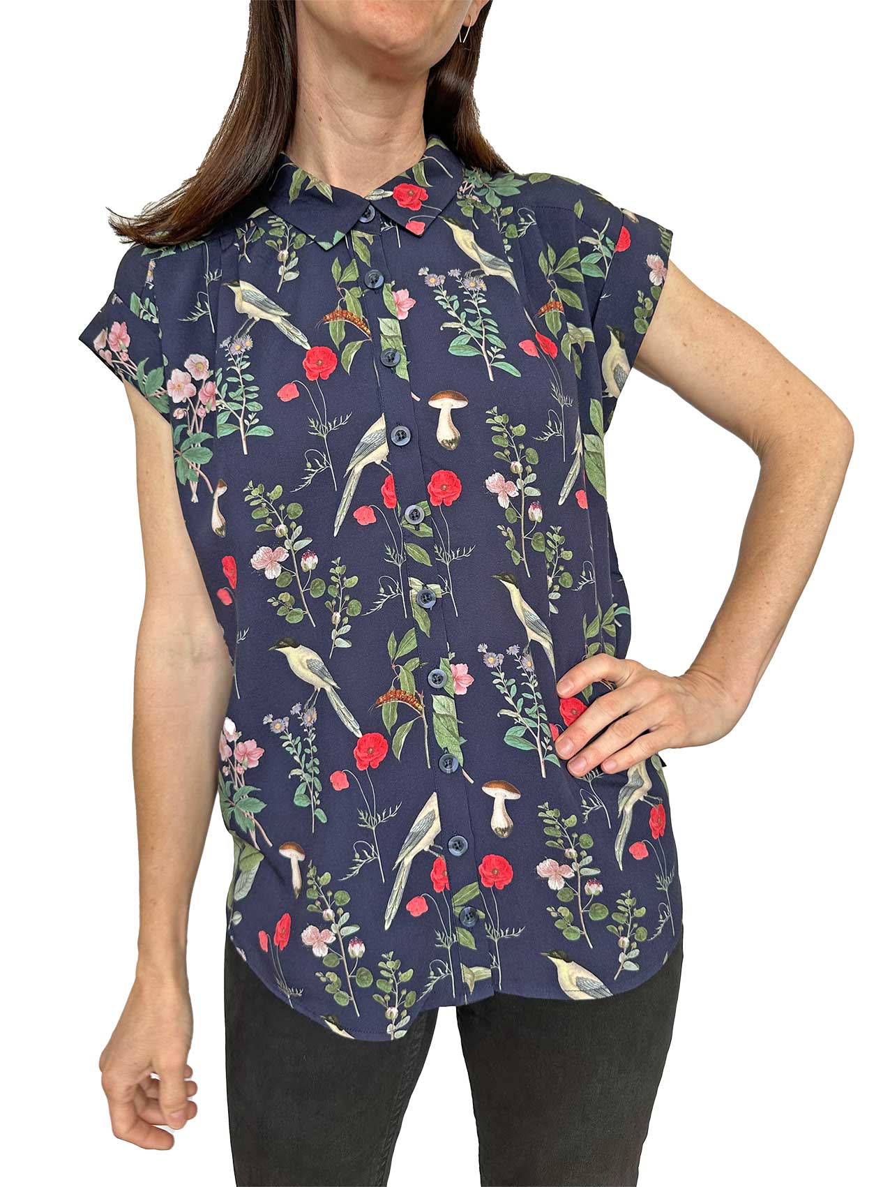 Button through Blouse -Garden Print