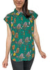 Button through Blouse - Block Print Green